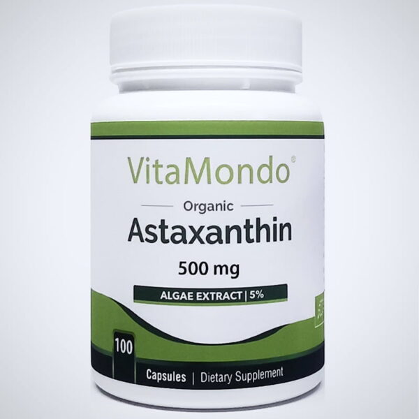 Organic Astaxanthin 5% – 500 mg * 100 Caps – Algae Antioxidant