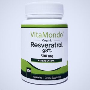 Organic Resveratrol Supplement 98% – 500 mg * 100 Caps – Longevity